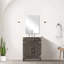 Meuble-lavabo en chêne brun avec unité de rangement - 61 cm L x 46 cm P, comptoir en acrylique et miroir, fermeture amortie