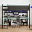 Lit mezzanine avec lumières DEL multicolores, panneau perforé suspendu et rangement de bureau de jeu intégré-1973704989