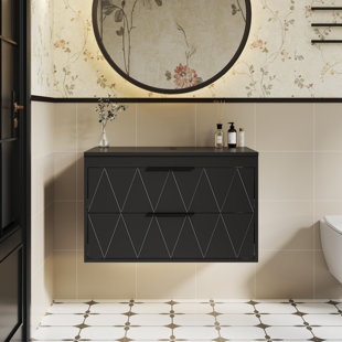 Bathilde 30" Modern Wall Mounted Single Bathroom Vanity Base Only, Vessel Sink not Included