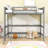 Wood Twin Loft Bed with Ladder, Guardrails and Sturdy Slatted Support-1190103740