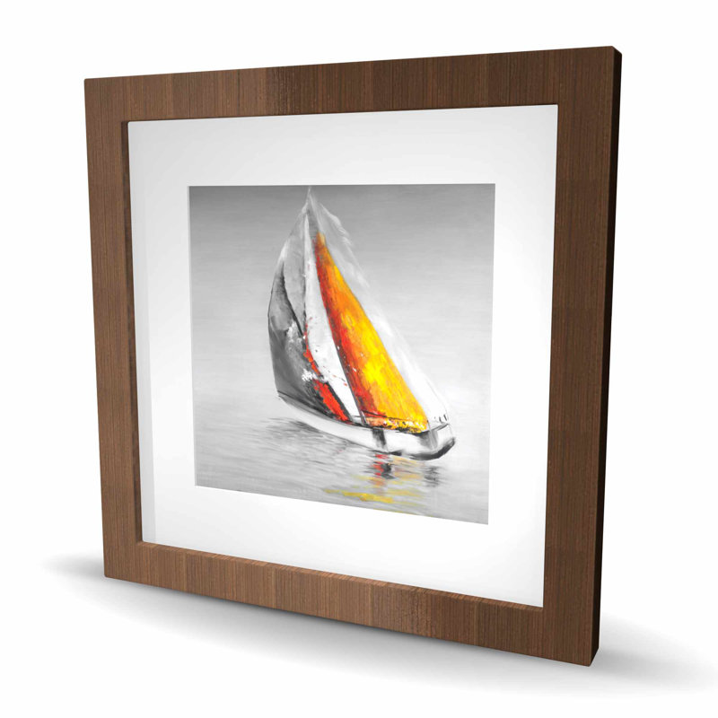Bateau à voile deux couleurs - reproduction encadrée mat pour la décoration intérieure
