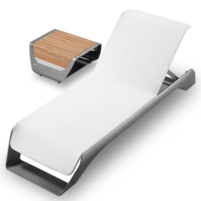 Outdoor Rust-Resistant Metal Chaise Lounge with Table
