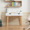 Petit bureau avec tiroirs, bureau pour enfants pour la chambre à coucher, table d'étude simple en bois pour le dessin, la lecture, l'écriture, table de rangement rectangulaire en MDF pour la maison, le bureau, blanc et bois