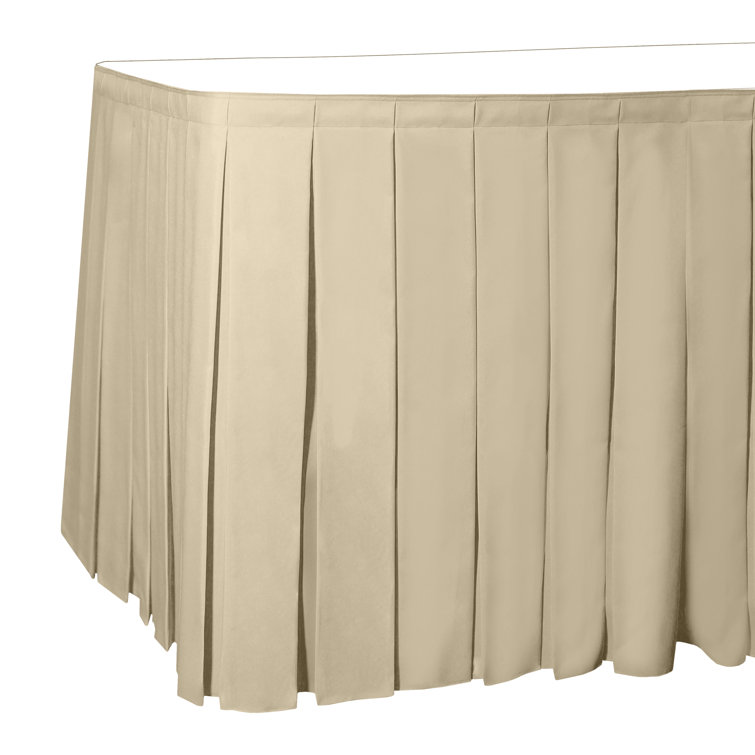 Ultimate Textile 7 Ft. Box Pleat Polyester Table Skirt - 36" Counter Serving Height, Light Pink