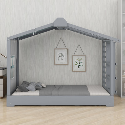 Lit maison avec lit gigogne et tablettes latérales, pour les chambres à thème