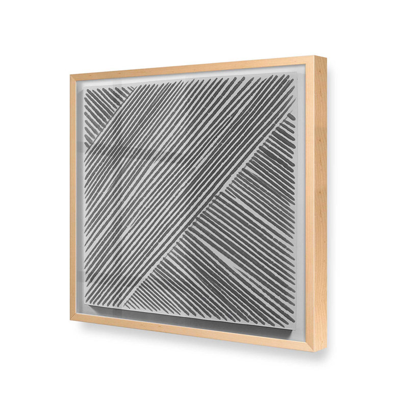 Illusion linéaire I, Érable brut encadré, H 17,5 po x l 17,5 po