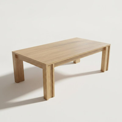 71" Farmhouse Dining Table, Seats 6-8, Rectangular Kitchen Table H-Legs & Wood Strip Base, Cherry