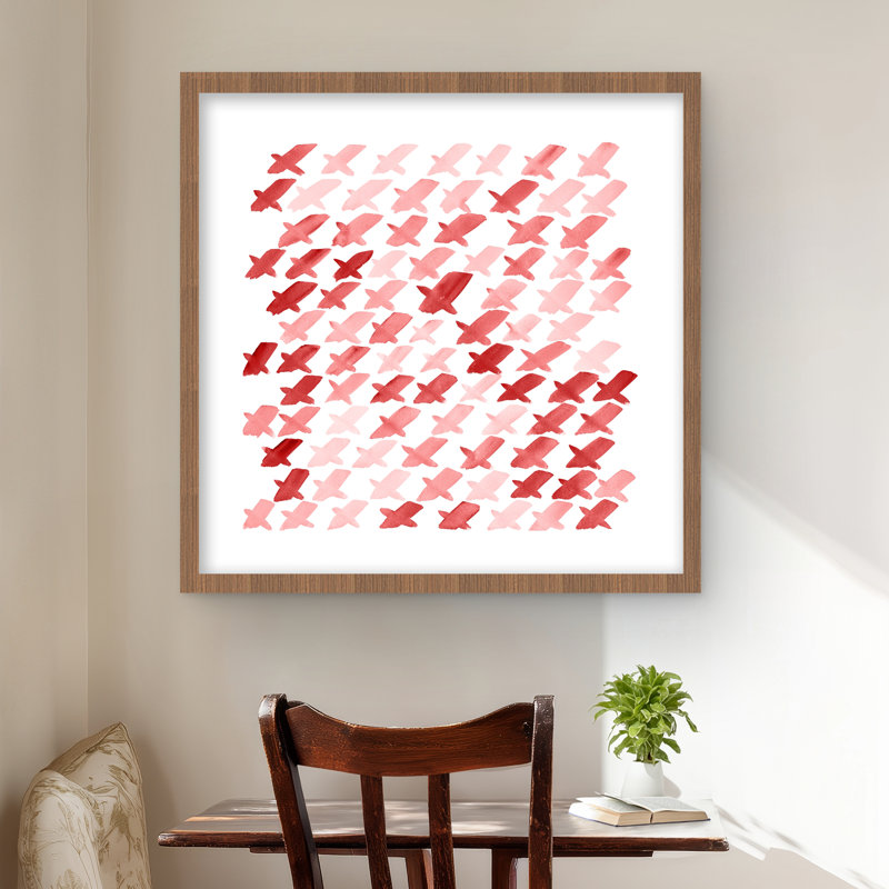 X Red Pattern - Framed Matted Print for Home Decor