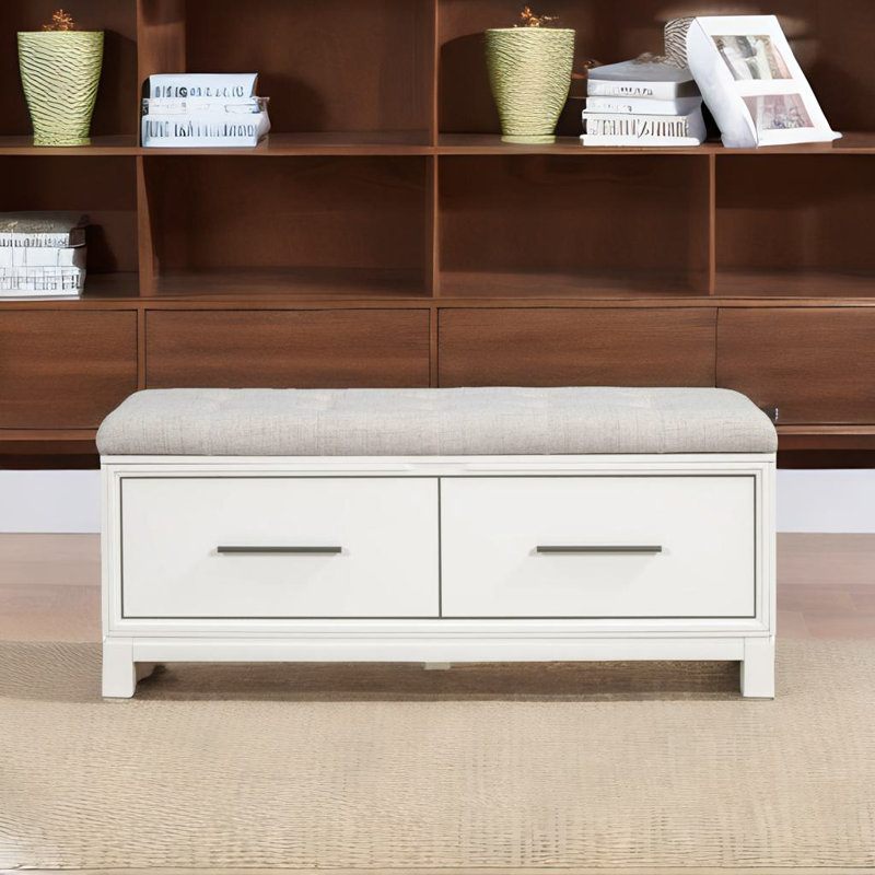 Banc à chaussures avec coussin amovible, Blanc