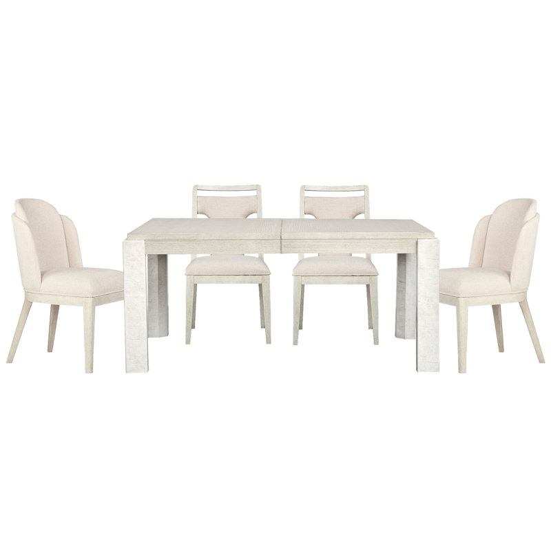 Extendable Rectangular Dining Table With 2 Side Chair And 2 Host Chairs, 5 Pcs: Table,2 Side Chairs,2 Host Chairs
