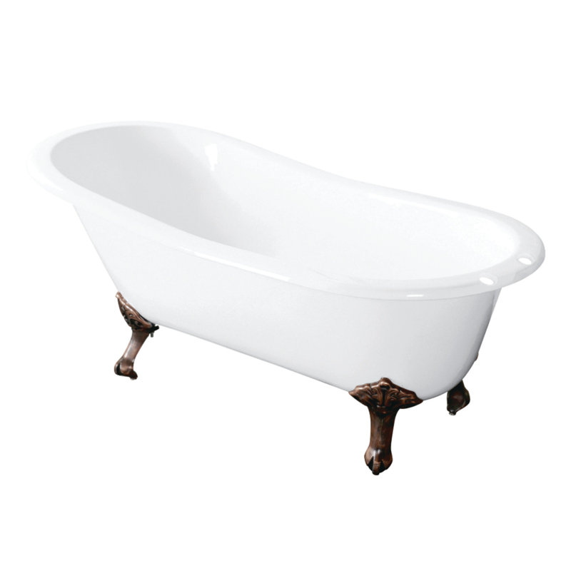 Kingston Brass Tazatina 54-Inch Cast Iron Oval Single Slipper Clawfoot Tub (7-Inch Faucet Drillings), Oil Rubbed Bronze
