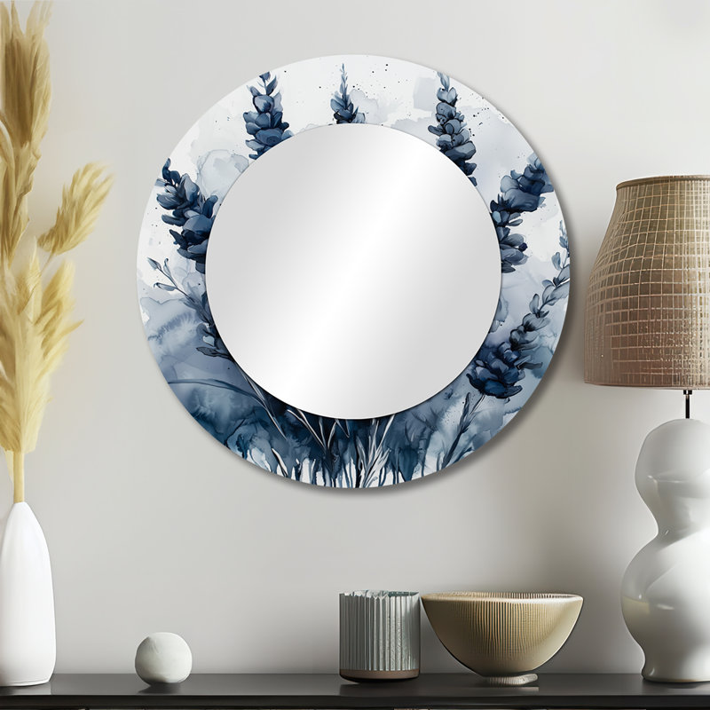 Fauvism Blue Lavender Silence - Traditional Decorative Mirror Wall Art - Printed On Metal, 23" x 23"