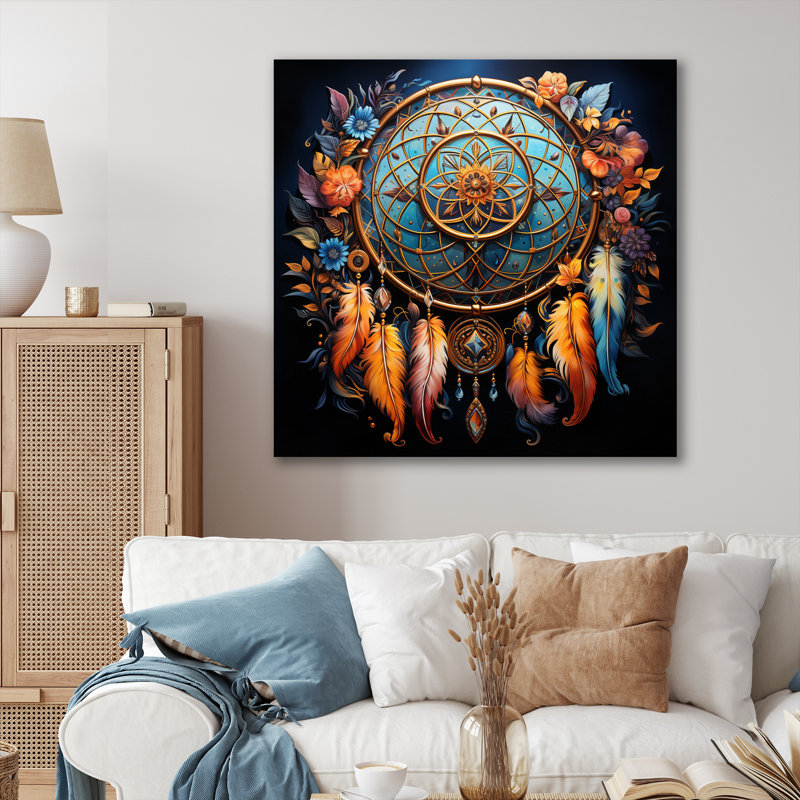 Capteur de rêves Leenah - Visions complexes, Toile tendue, H 16 po x l 16 po x P 1 po