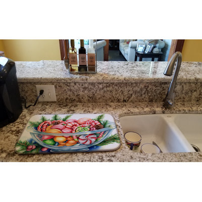 Christmas Candy Canes Dish Drying Mat
