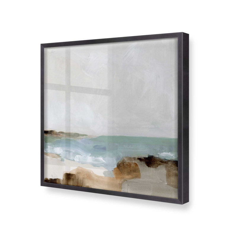 «Gentle Tides and Sky I», reproduction sur toile, H 13,75 po x l 13,75 po, Cadre photo simple en zinc patiné
