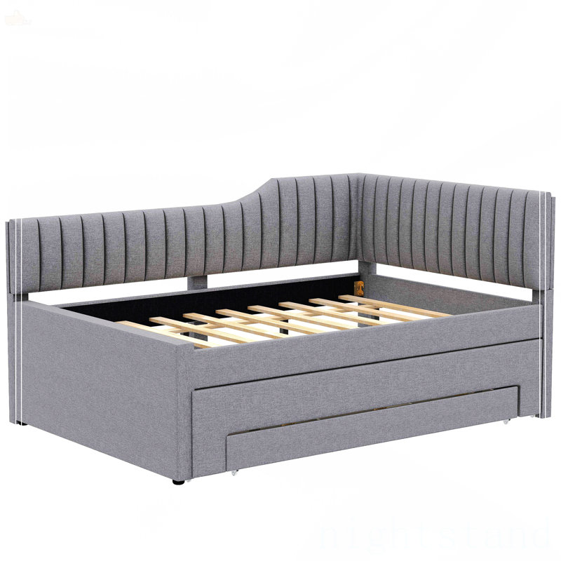 Full Size Upholstered Daybed With Trundle And Three Drawers, Full / Double