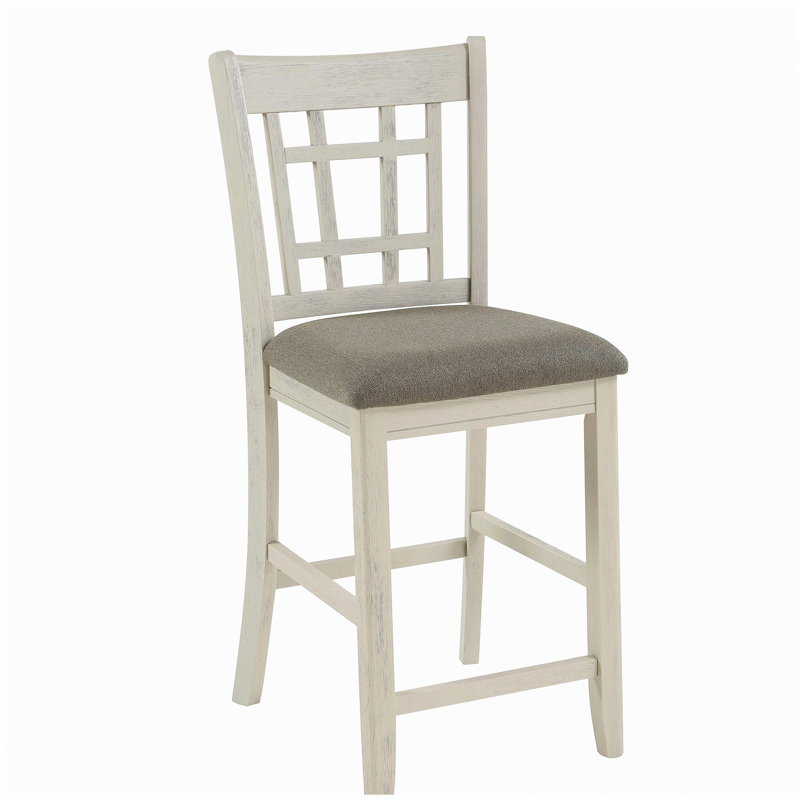 Ensemble de 2 tabourets hauts en bois laqué blanc rustique
