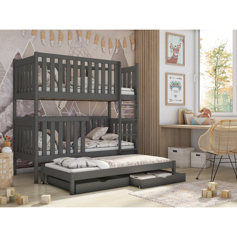Hirschman Single (3') Standard Bunk Bed and Mattress with Trundle, Graphite
