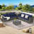Outdoor Woven Sectional L- Shaped Patio Furniture ,Conversation Set with corner table-359252621