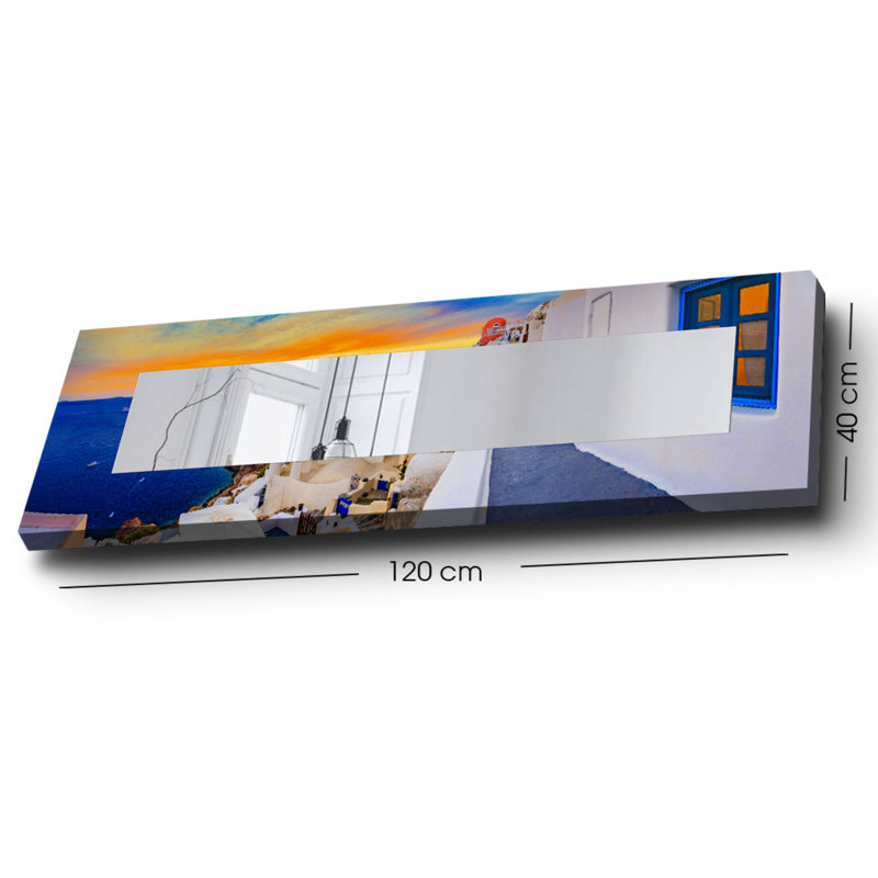 Elegant Decorative Mirror with Wooden Frame, 15.7 x 47.2 Inches | 100% Canvas on MDF, Thickness: 0.12 Inches | Real Mirror Size: 7.9 x 39.4 Inches | Stylish Wall Art for Living Room, Bedroom & Entryway
