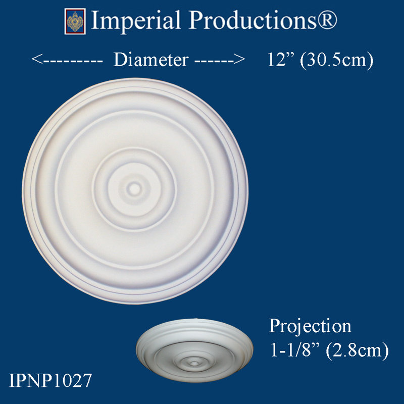 Médaillon de plafond H 12 po x l 12 po x P 1 1/2 po