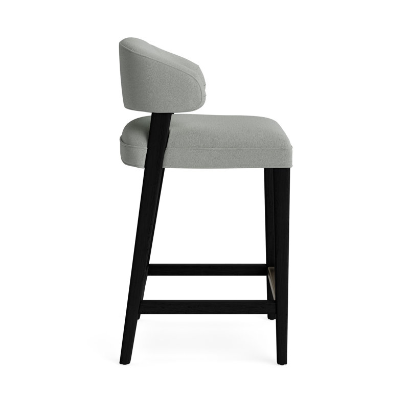Keane Bar Stool, Performance Boucle - Mineral Green, Black, Bar Stool (30” Seat Height)