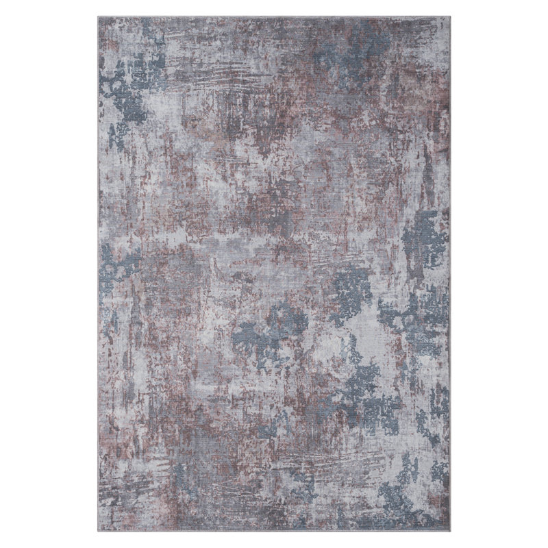 Washable Savana grey/blue/brown Mix Rug, Rectangular 200 x 290cm