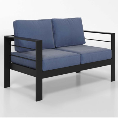 50" All-Weather Aluminum Patio Loveseat sofa with Thick Cushions