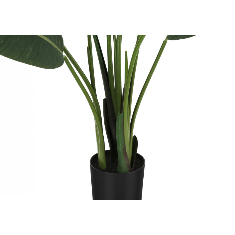 60-Inch Green Faux Bird of Paradise Floor Plant in Black Pot