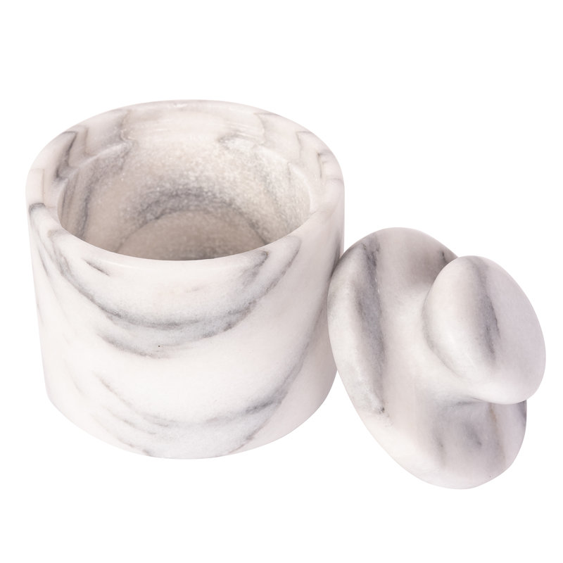 Salière avec couvercle Artifacts Marble ™, Blanc mat
