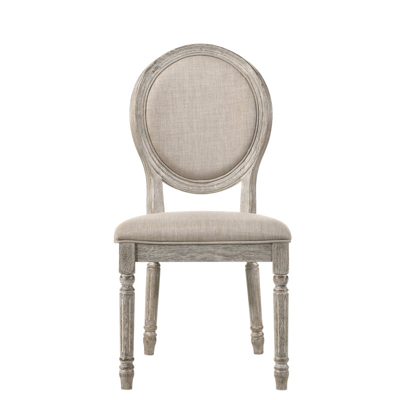 Chaises d'appoint en tissu brun clair (2) - finition chêne, base empilable, siège et dossier rembourrés, fabrication en caisson, pieds tournés, capacité de poids ovale de 220 lb, 20 po de profondeur, 18 po de hauteur et (de 2) blocs de 220 lb de profondeur, H