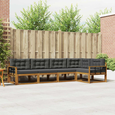vidaXL Outdoor Sofa Set with Cushion 5 pcs Natural and Anthracite
