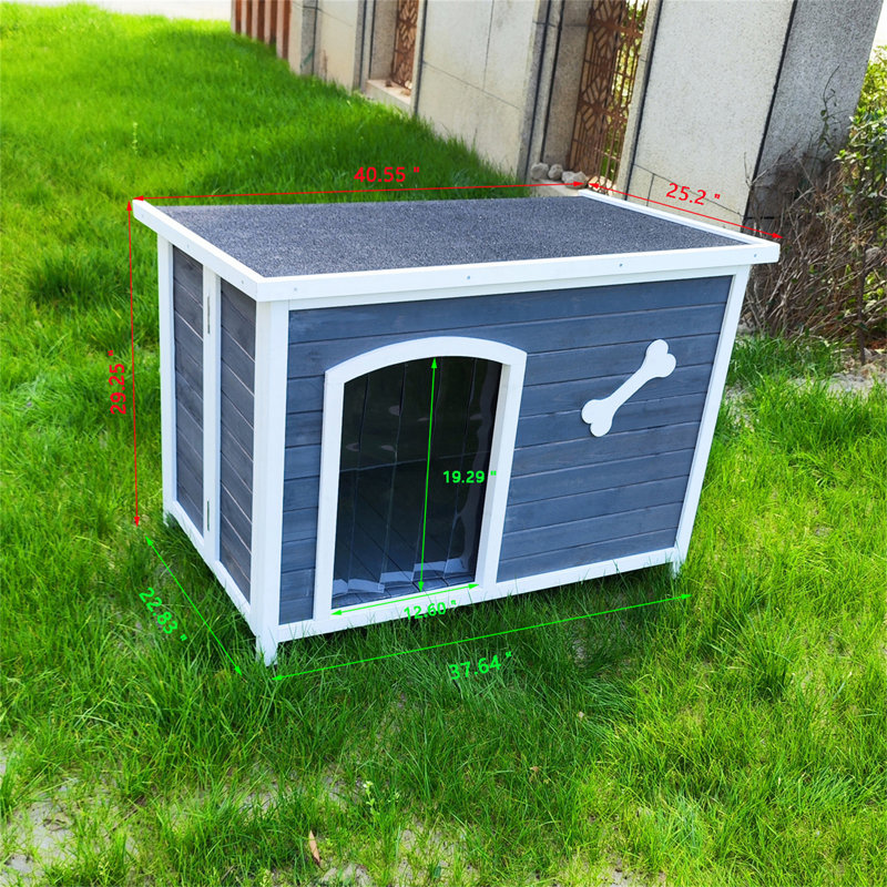 40.55" Gray and White Wooden Folding Dog House