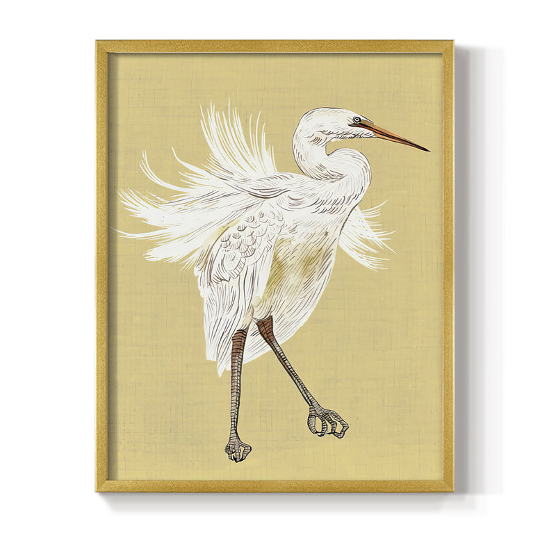 Heron Plumage V, reproduction encadrée - bois massif, H 14 po x l 11 po