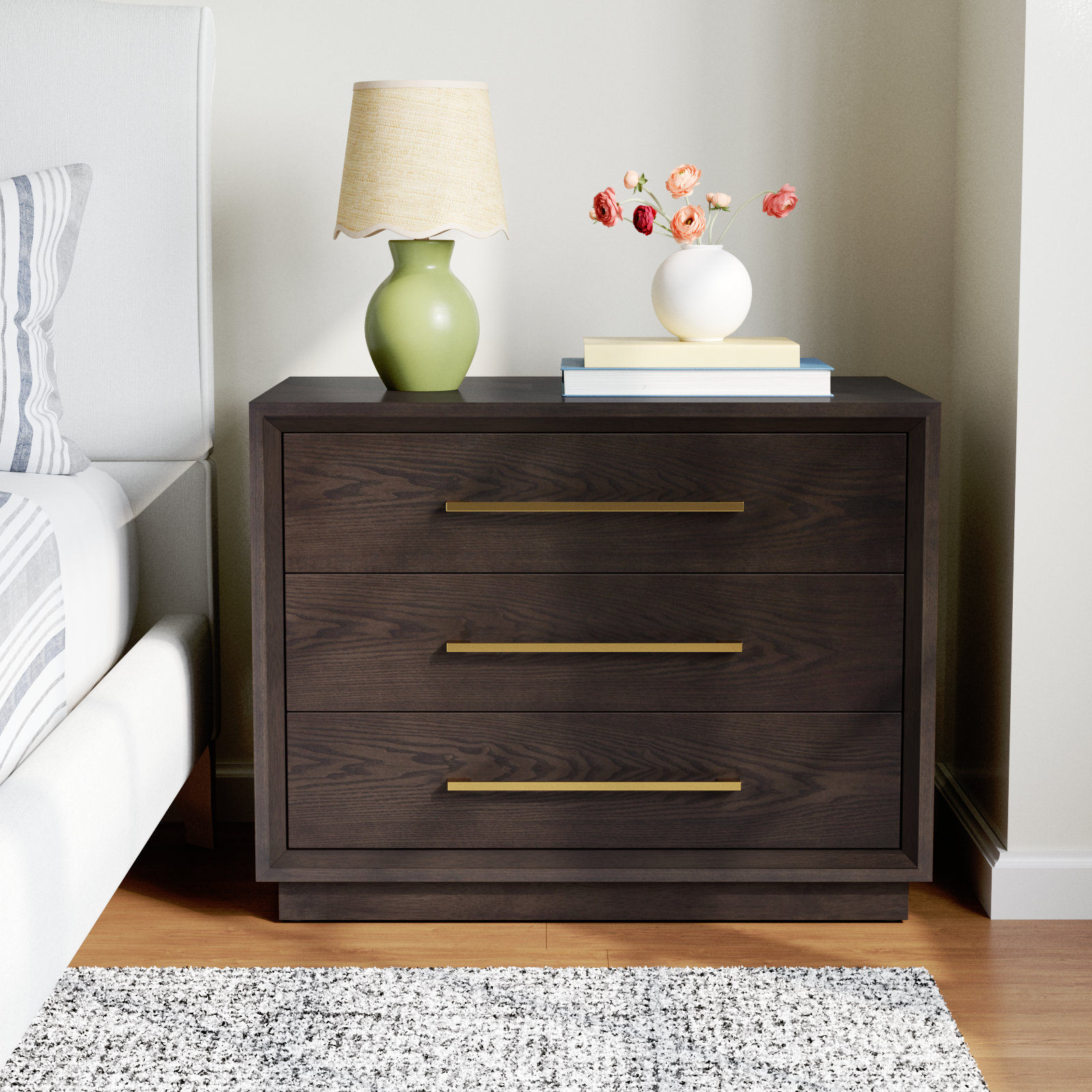 Langley 3 - Drawer Nightstand, Cherry