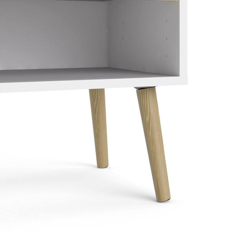 Justus 19.76'' W Particle Board / Chipboard Nightstand, White/Oak