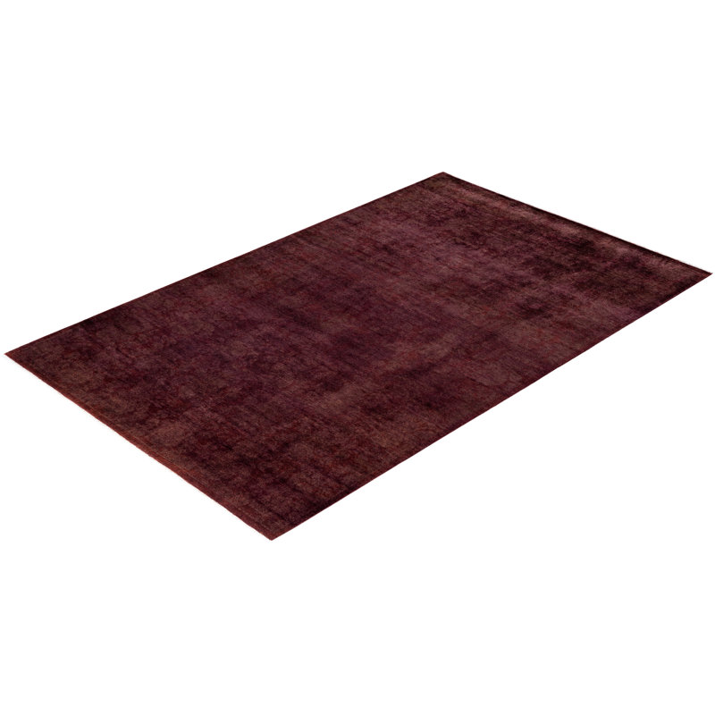 Tapis mauve moderne et contemporain en laine noué à la main Dail 4 pi 7 po x 7 pi 1 po