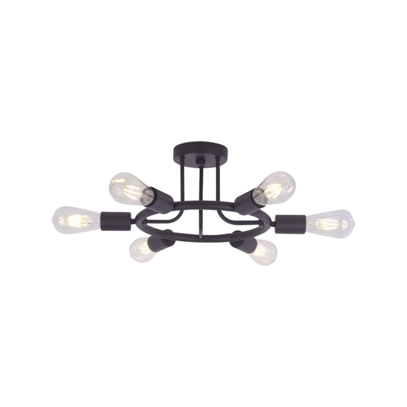 Plafonnier semi-encastré 6 lumières, Noir