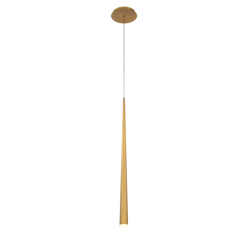 Cascade 1 - Light LED Single Pendant, 28" H x 1.5" W x 1.5" D, Aged Brass