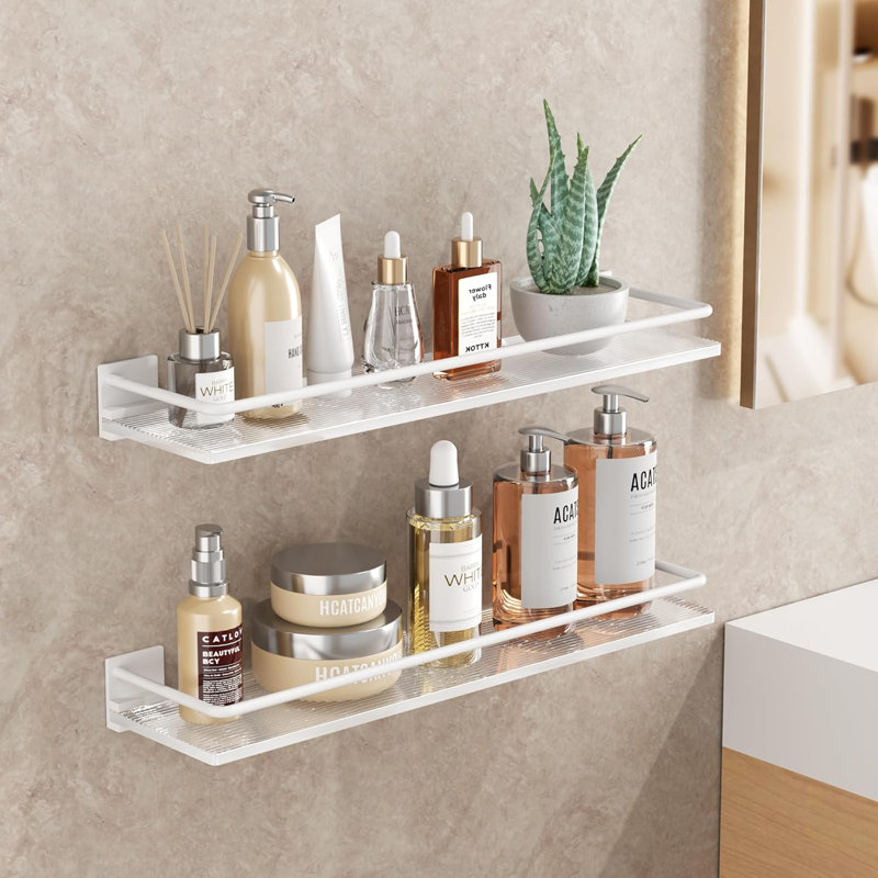 Ensemble de 2 tablettes flottantes en acrylique - Étagères de salle de bain murales pour articles de toilette, cuisine, salle de lavage, décor de maison de campagne - Solution de rangement durable et élégante