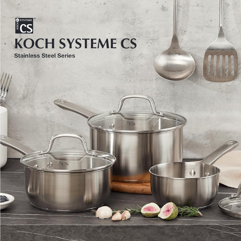 Stainless steel saucepan with lid CS KOCHSYSTÈME, Bouilloire en cuivre martelé massif de 2 pintes