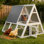 Outdoor A-Frame Chicken Coop With Nesting Box and Tray for 4 Adult Chickens
