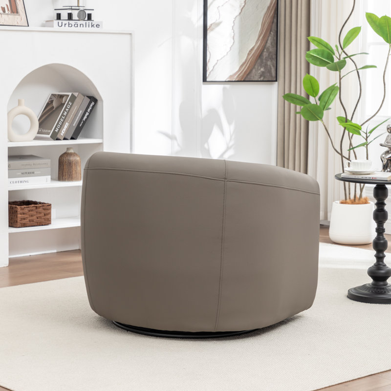 Morre Upholstered Swivel Barrel Chair, Gray