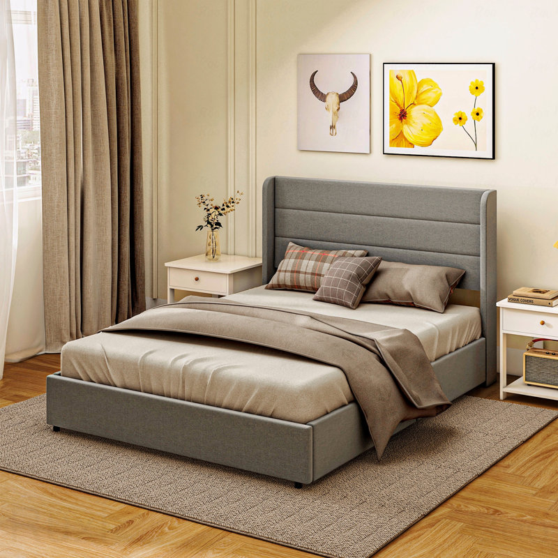 Rangement complet, cadre de lit plateforme, rembourré, silencieux, Double