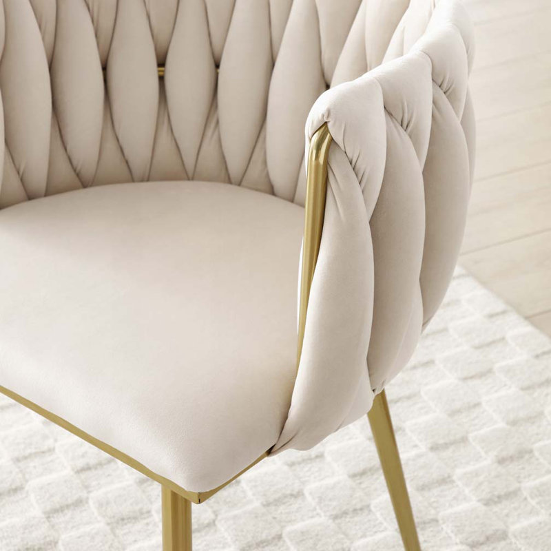 Chaise rembourrée en velours, Beige
