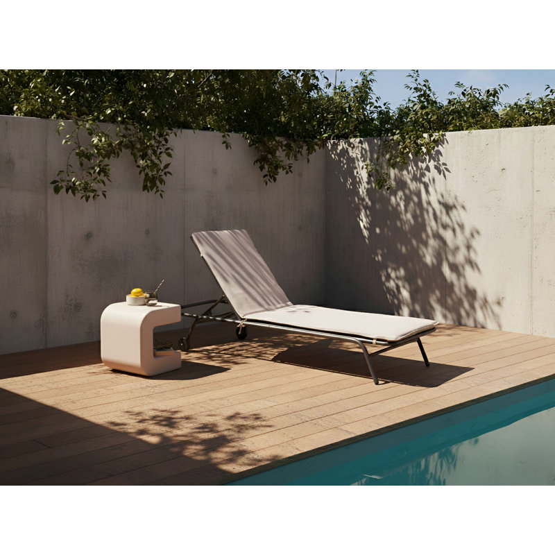 168cm Long Single Chaise with Cushions, Beige