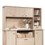 Bureau brun clair et structure légère, rangement ouvert avec tablettes réglables, rangement caché, panneau de tiroir à rallonge pleine capacité, compartiment