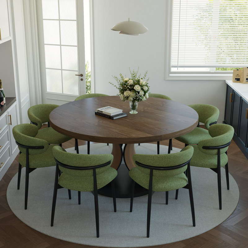 Ensemble de salle à manger en bois massif, 29.52" H x 59" W x 59" D, 9, Green