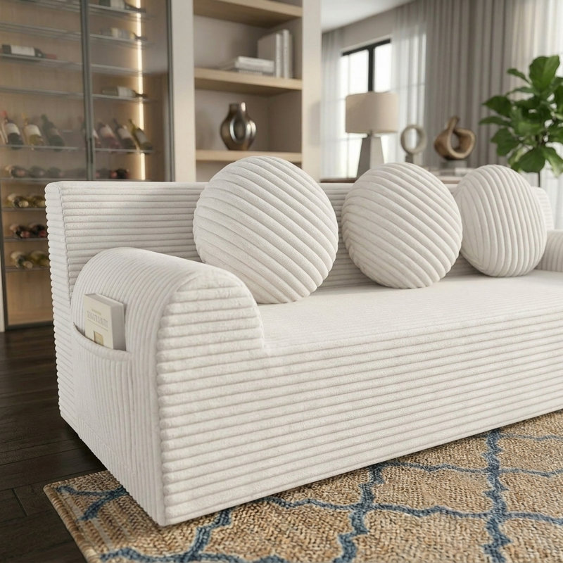Canapé 71 po pour salon avec mousse à mémoire de forme profonde, canapé-lit confortable pour petits espaces, chambre à coucher, appartement, sans assemblage requis, blanc