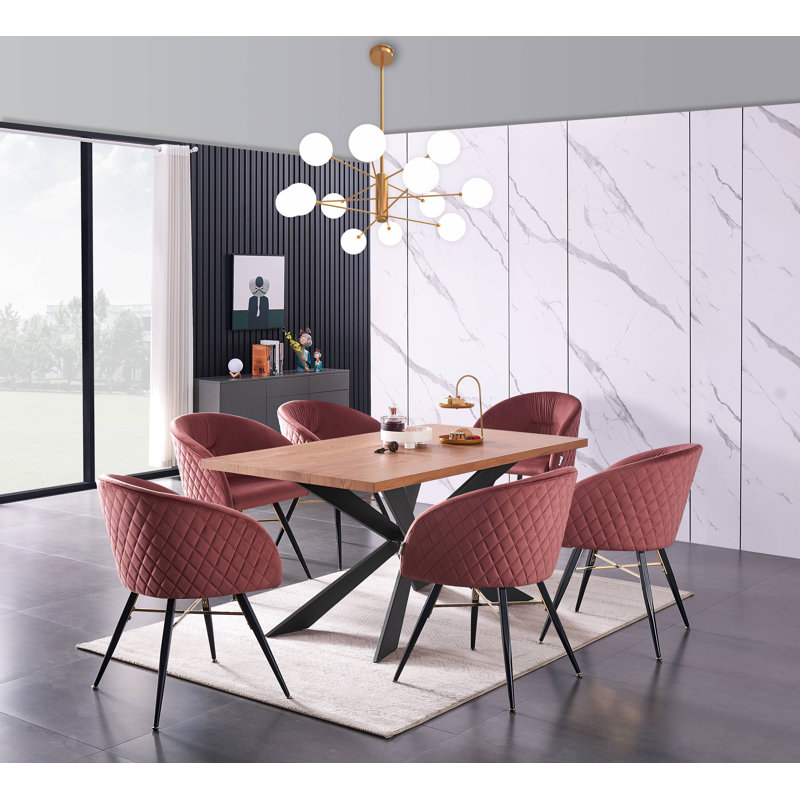 Richmondville 6 - Person Solid Oak Dining Set, Pink